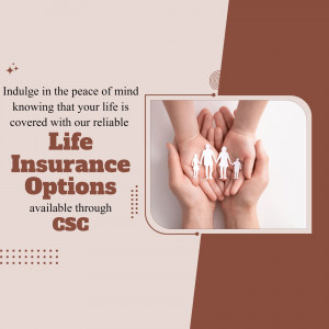 Hands cradling a family figurine with Life Insurance text
