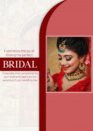 Indian bride in red wedding attire with gold jewelry