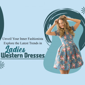 Woman in a floral dress promoting ladies western dresses