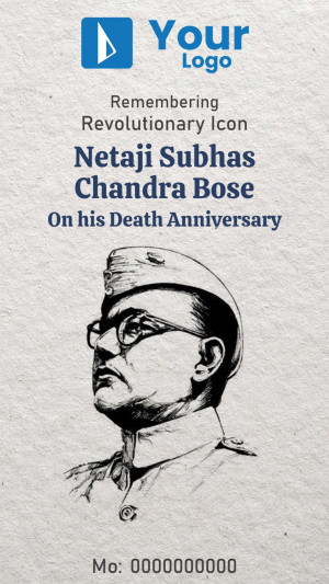 Portrait of Netaji Subhas Chandra Bose with text commemorating his death anniversary.
