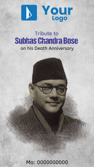 Portrait of Subhas Chandra Bose with tribute text