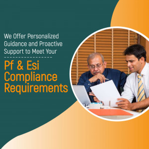 Two men discussing documents related to PF and ESI compliance.