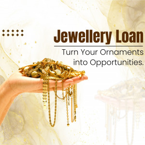 Image depicting a hand holding gold jewellery with text promoting jewellery loans.