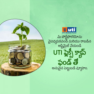 Image depicting a plant growing from coins in a jar, representing investment growth with UTI Mutual Fund.
