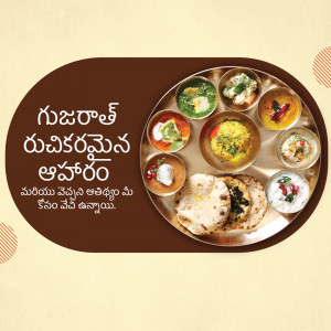A vibrant Gujarati Thali with various dishes served on a silver platter.