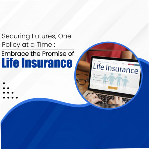 Laptop displaying Life Insurance information with family illustration