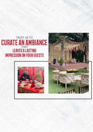 Elegant wedding setup with red and gold decorations