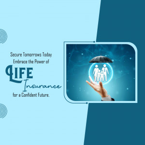 Life insurance concept with a family under an umbrella