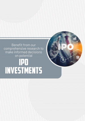 IPO Investments graphic with text and financial imagery