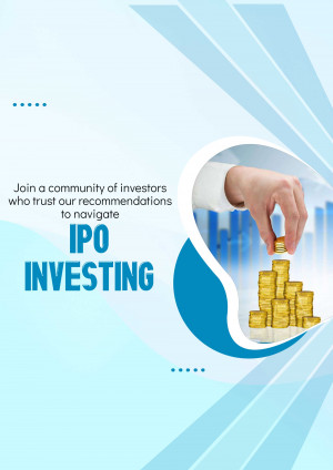 Image depicting a hand placing coins into a stack with IPO investing text and a call to join an investor community.