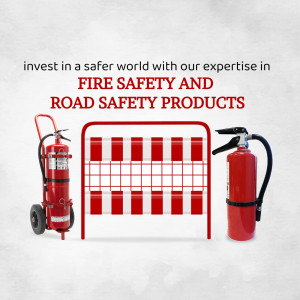 Fire extinguisher, road barrier, and safety equipment