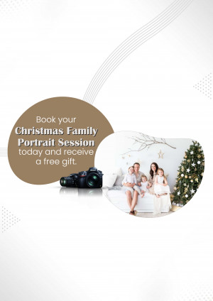 Family portrait session advertisement with a Christmas theme