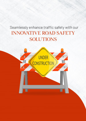 Under construction road sign with barriers