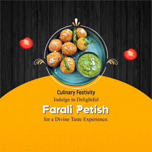 Close-up of Farali Petish dish with vibrant colors and a festive presentation.