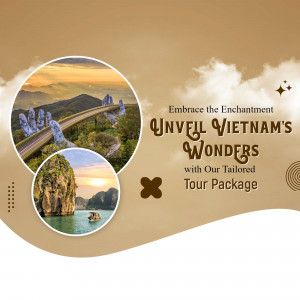 Collage of Vietnamese landscapes promoting a tour package