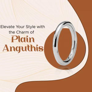 Close-up of a plain silver ring on a brown and beige background with text 'Elevate Your Style with the Charm of Plain Anguthi'