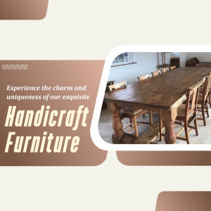 Large wooden dining table and chairs in a rustic setting