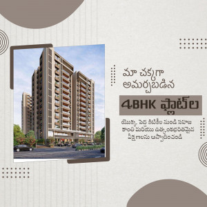 Modern apartment building with 4BHK flats for sale in Hyderabad