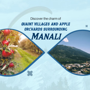 Scenic view of Manali with apple orchards and mountains