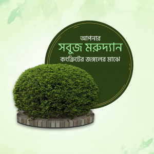 Image with text 'Shobuj Marcadan' over a green background and a bush.