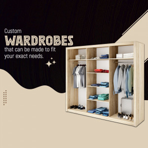 Modern light wood wardrobe with clothes organized inside