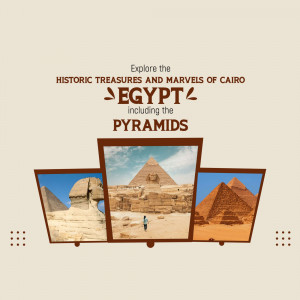 Image showcasing the pyramids and Sphinx in Egypt, promoting travel to Cairo.