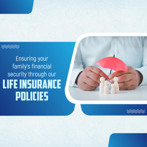 Hands holding miniature family figures under a red umbrella, representing life insurance protection.