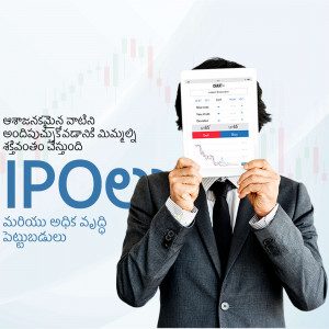 Man holding a tablet displaying stock market data with IPO text