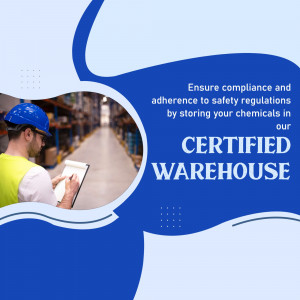 Worker in a certified warehouse inspecting documents, emphasizing safety and compliance.