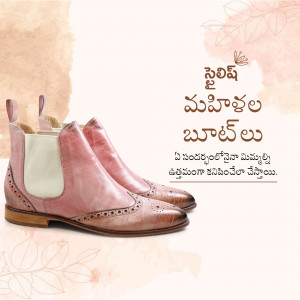 Pair of pink leather Chelsea boots with decorative stitching