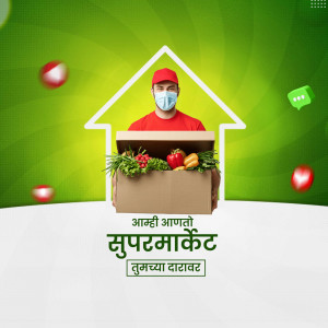 Delivery person delivering fresh vegetables and fruits to your doorstep