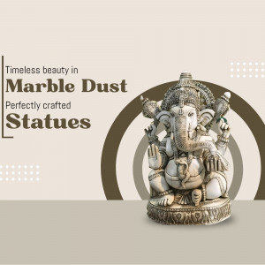 Close-up of a beautifully crafted Ganesha statue made of marble dust.