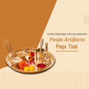 Silver Pooja Thali with offerings for a Hindu prayer ceremony