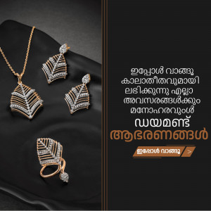Close-up of a gold and diamond leaf-shaped jewelry set including a necklace, earrings, and ring.