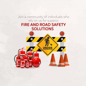 Image depicting fire extinguishers, road safety cones, and a construction sign with the text 'Under Construction'.