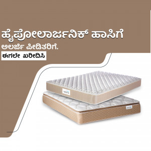 Sleepwell mattress with layered design and Kannada text