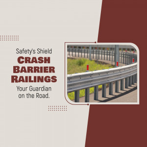 Image of crash barrier railings on a road, promoting safety.