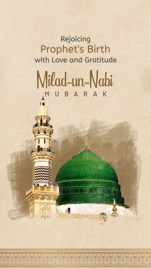 Milad-un-Nabi Mubarak image with mosque illustration