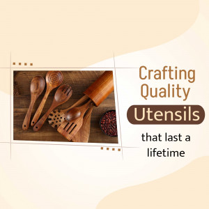 Wooden cooking utensils arranged on a wooden surface with text overlay