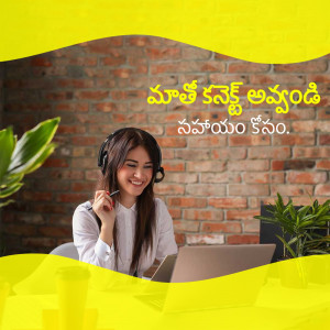A smiling woman wearing a headset working on a laptop.