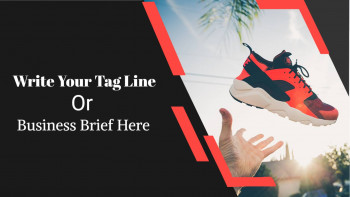 Floating sneaker with a hand reaching up, promotional graphic