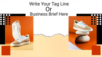 Sneakers on rocks with space for text