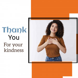 Woman expressing gratitude with hands over heart