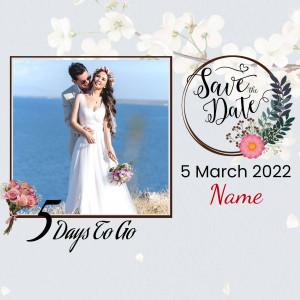Wedding Save the Date with couple photo and floral design