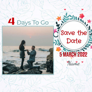 Couple getting engaged with a 'Save the Date' announcement