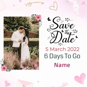 Save the Date card with a couple and wedding details