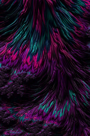 Abstract image of flowing, wavy lines in vibrant pink and teal colors.