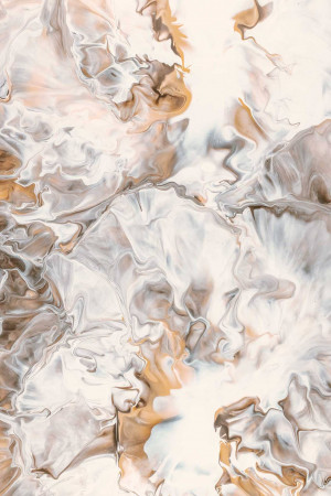 Abstract fluid art with gold and white swirls