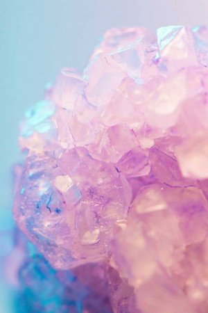 Close-up of a pink and blue crystal formation