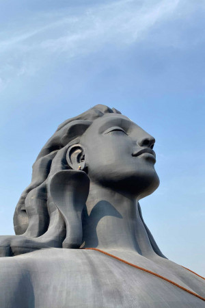 Close-up of the Thiruvalluvar Statue in Chennai, India